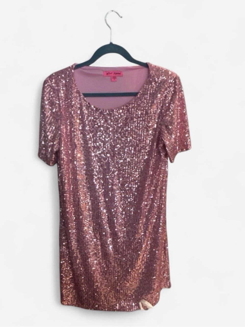 Betsey Johnson Rose Gold Sequin Midi Dress